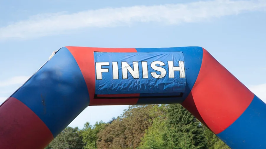 athlete crossing finish line