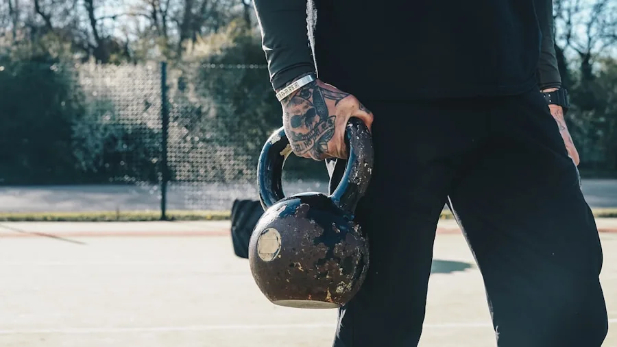 The %product_count% Best Kettlebells 6 Athletic person performing kettlebell exercise in outdoor fitness setting