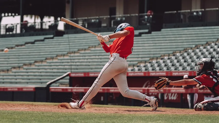 The %product_count% Best Baseball Bats 2 Baseball player in mid-swing during game, demonstrating proper batting technique and form