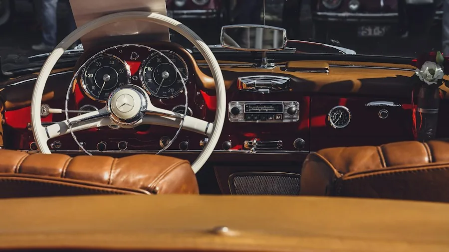 classic sports car interior detail