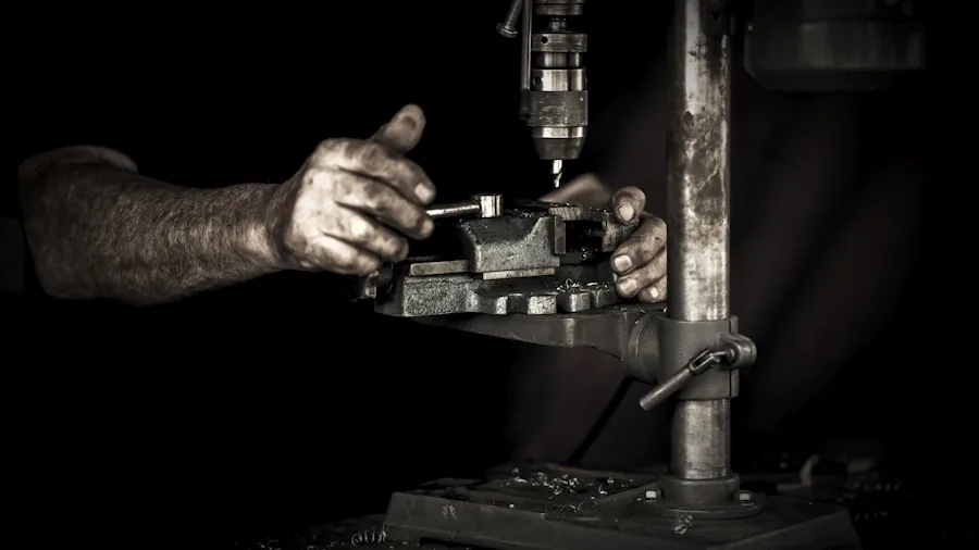 Harvey Tools AI Drill Press Launches What Buyers Should Know About the New SD-20 2 craftsman using drill press precise alignment