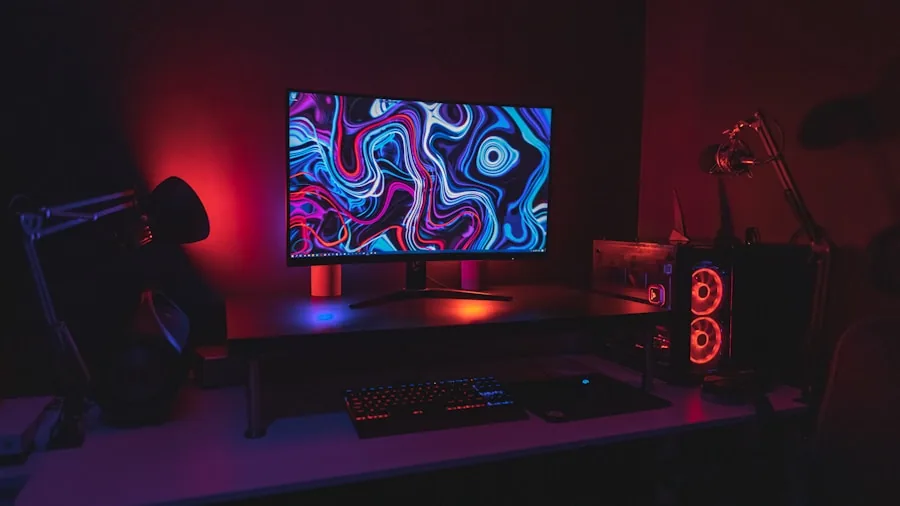 curved gaming monitor desk setup
