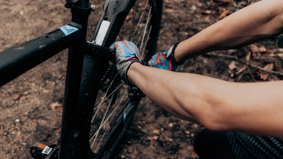 The %product_count% Best Cycling Shoes 6 Cyclist inspecting pedal and cleat system on road bike before ride
