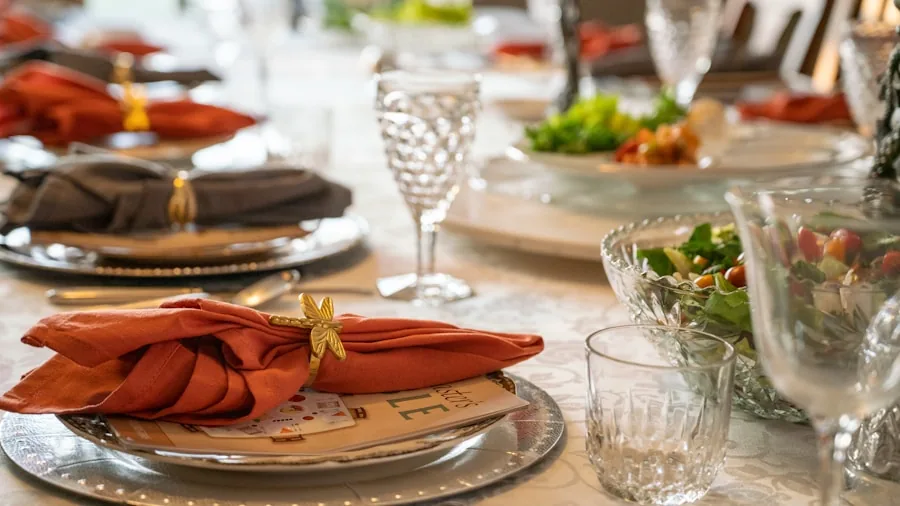 The %product_count% Best Steak Knives 5 Family gathered around dining table for a dinner party with place settings and food
