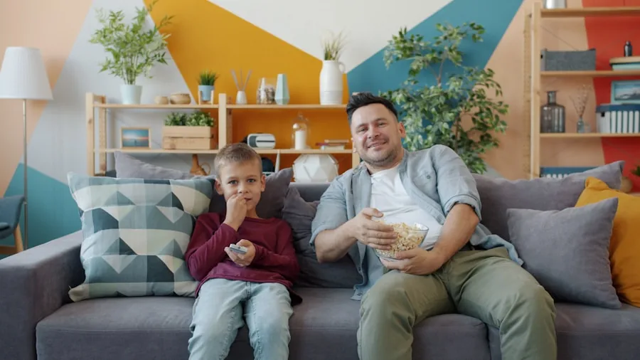 The %product_count% Best 65 Inch TVs 3 Family relaxing on couch watching TV together in modern living room
