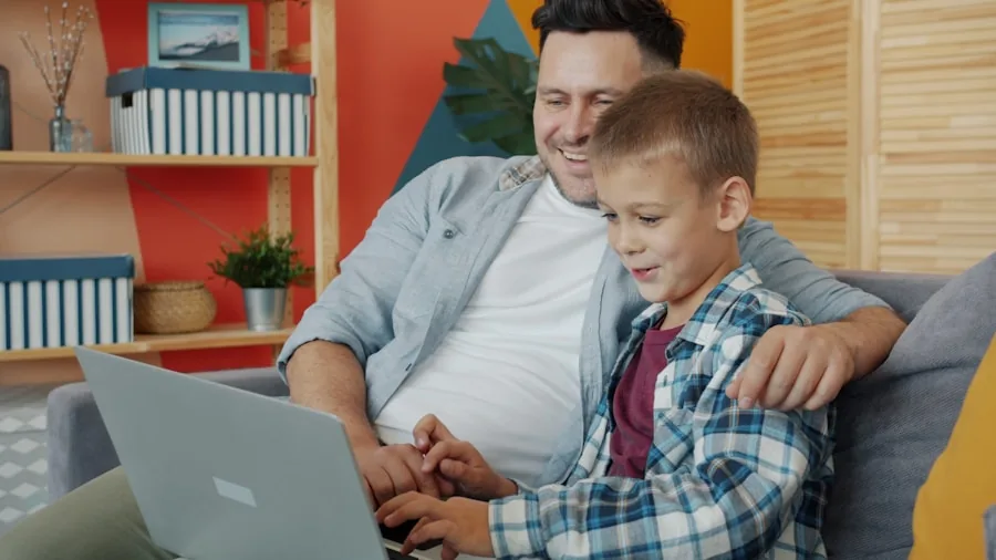 Family reviewing home internet options and router placement in living room
