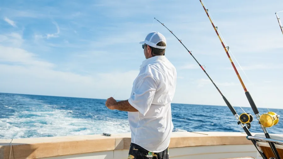 Fisherman gripping fishing rod handle during casting with focus on comfortable grip and hand positioning