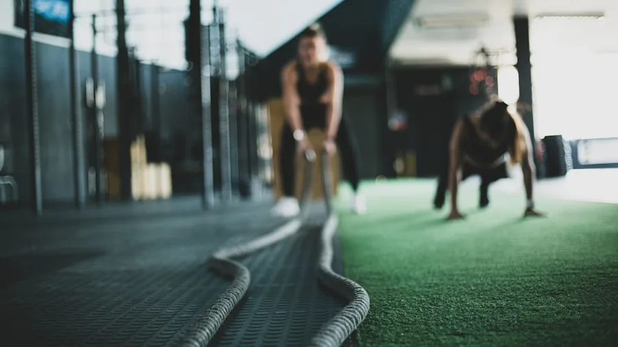 Focused athlete during intense workout training session, demonstrating proper form and dedication