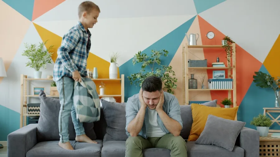 frustrated parent with children