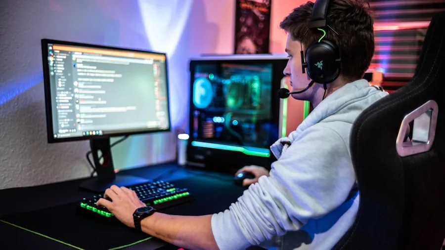 Gamer adjusting lower back support cushion during extended gaming session