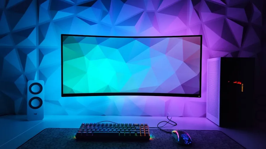 Gamer at desk with wired headphones and gaming setup showing cable connectivity options