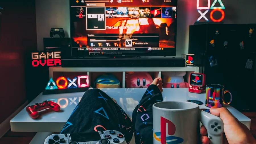 Gamer enjoying high refresh rate gaming on console with focused intensity