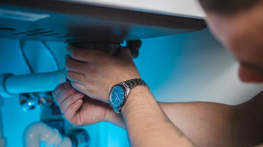 The 12 Best Under-Sink Water Filters 5 Homeowner performing routine maintenance on under-sink water filter system in kitchen cabinet