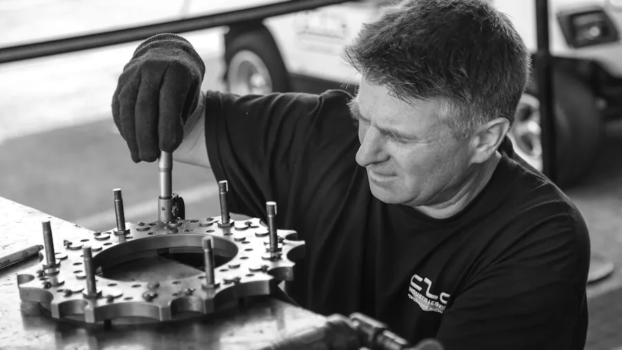 The %product_count% Best Brake Pads 2 Mechanic examining brake pad materials and heat tolerance during vehicle maintenance inspection