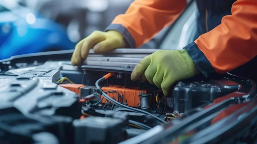 The %product_count% Best Car Batteries 4 Mechanic examining car battery under hood in auto repair shop