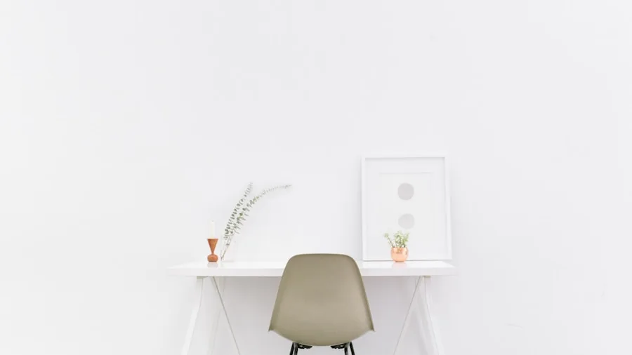 minimalist workspace with small desktop