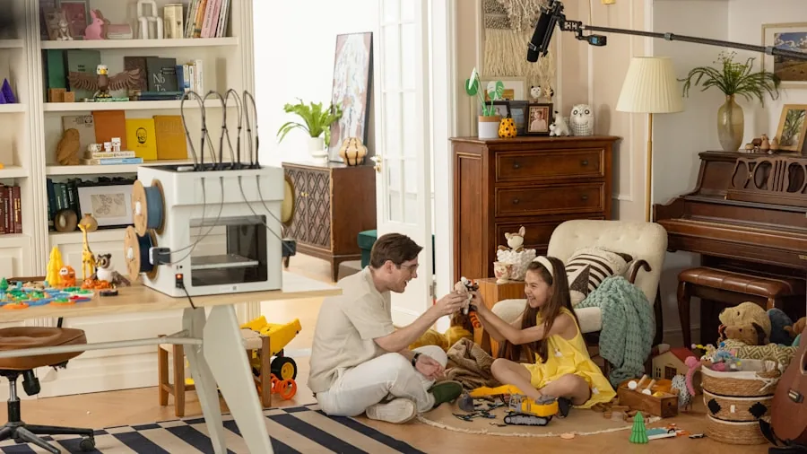The %product_count% Best Mesh Routers 2 Modern home interior showing living spaces with family members using devices across different rooms