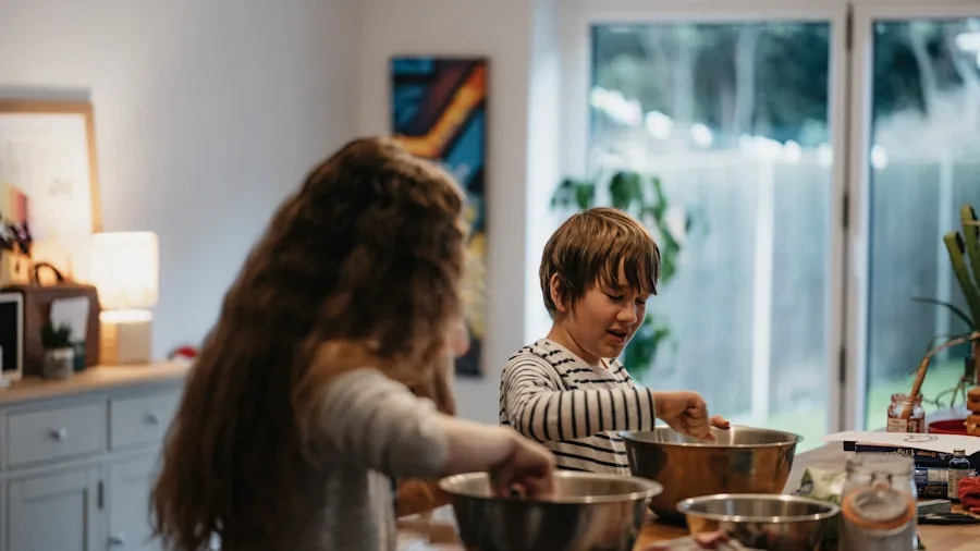 The %product_count% Best French Door Refrigerators 3 Modern kitchen with natural light showing family discussing home energy costs and efficiency