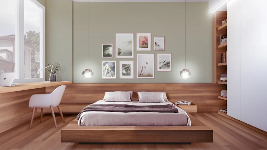 The 9 Best Modern Bed Frames 2 Modern wooden bed frame in bright bedroom with natural light and minimalist decor