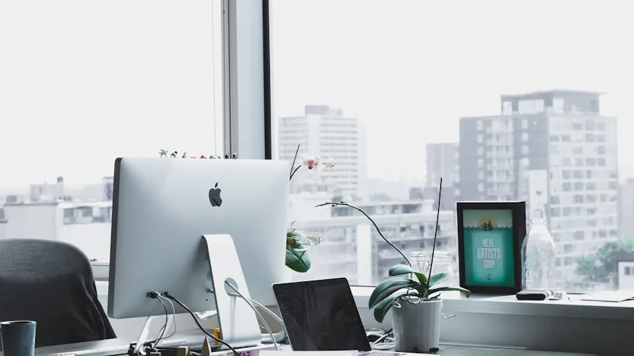 The %product_count% Best 1440p Monitors 5 Modern workspace with natural sunlight streaming through large windows, creating bright ambient lighting conditions