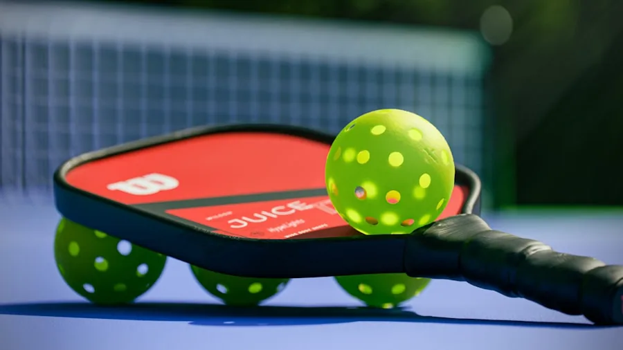 The %product_count% Best Pickleball Paddles for Beginners 2 New player practicing pickleball technique on outdoor court with proper stance and paddle positioning