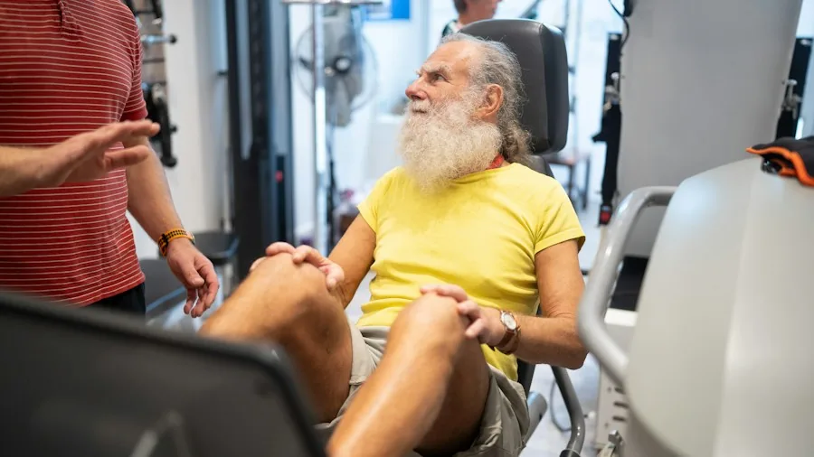 older adult doing weight training exercise