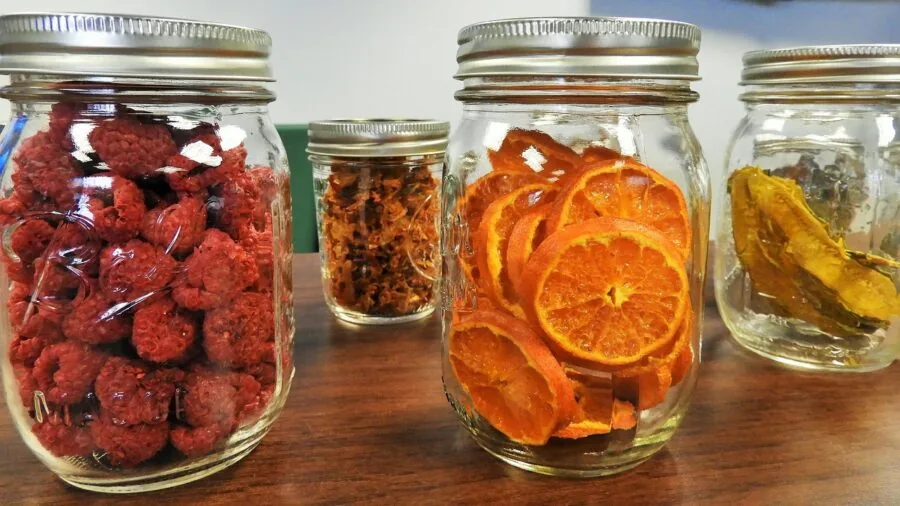Organized kitchen pantry shelf with sealed pet food containers and storage solutions