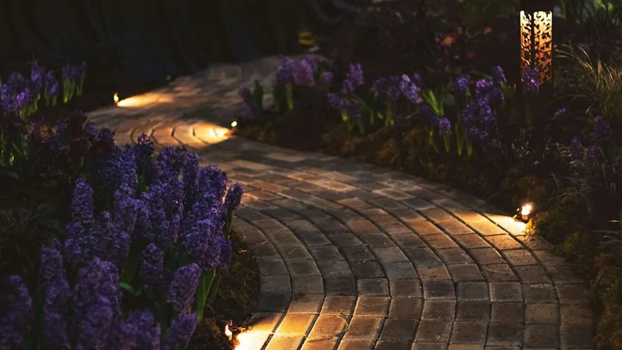outdoor garden lighting installation