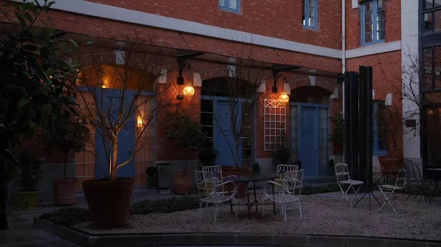 outdoor patio television evening