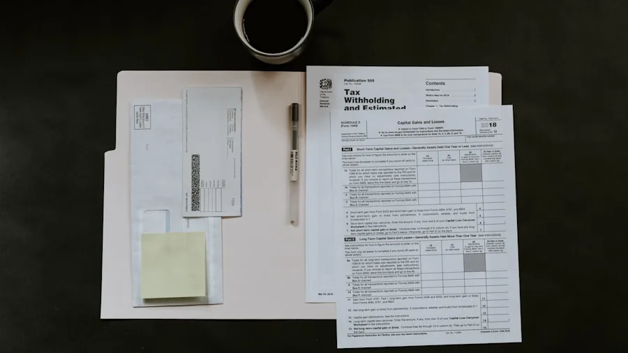 Parent reviewing household budget and expenses while caring for infant at home