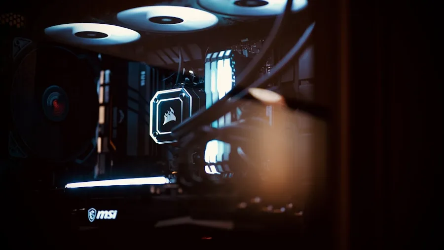 Person assembling PC with focus on internal cooling components and cable management