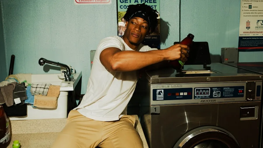 Person carefully handling delicate laundry with gentle touch, focusing on fabric care and skin-sensitive washing practices
