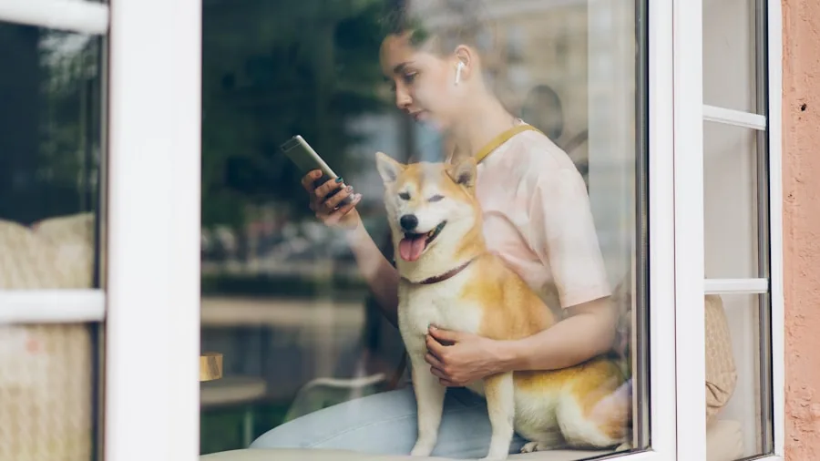 person checking smart pet app on phone