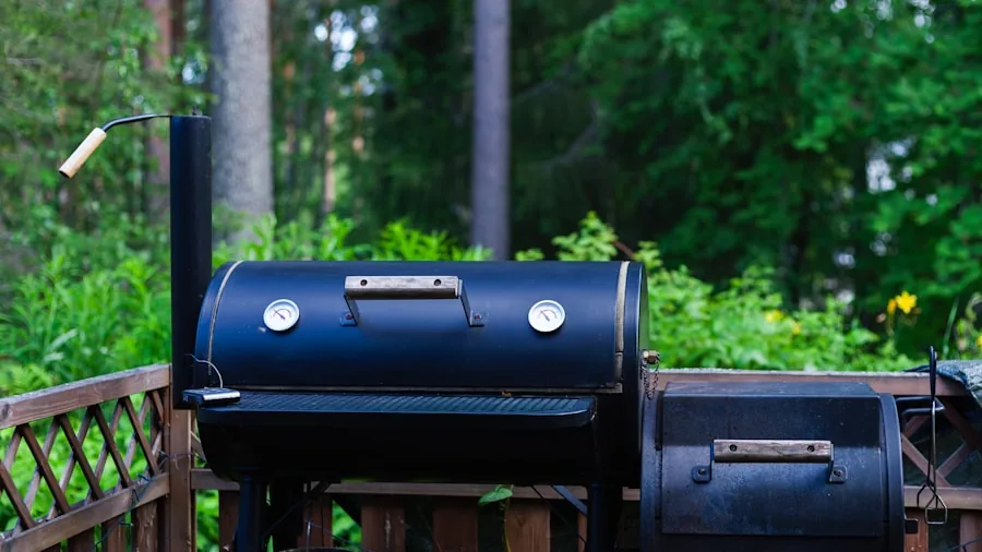 The %product_count% Best Smoker Grills 3 Person checking temperature while smoking meat on outdoor grill during daytime