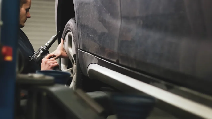 person checking vehicle features