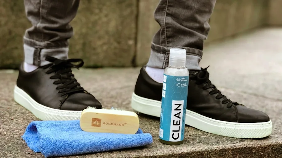 The %product_count% Best Leather Cleaners 4 Person comparing leather cleaning products while examining leather furniture at home