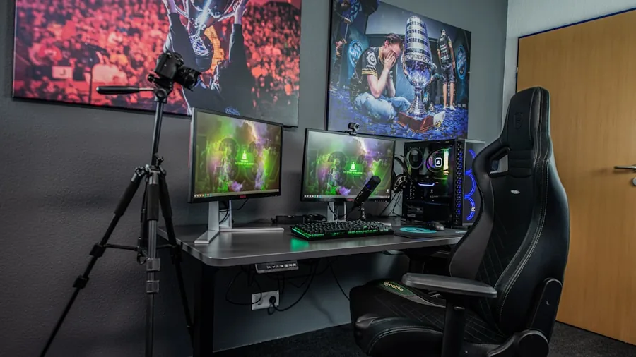 Person enjoying video games with quality sound system in cozy gaming setup