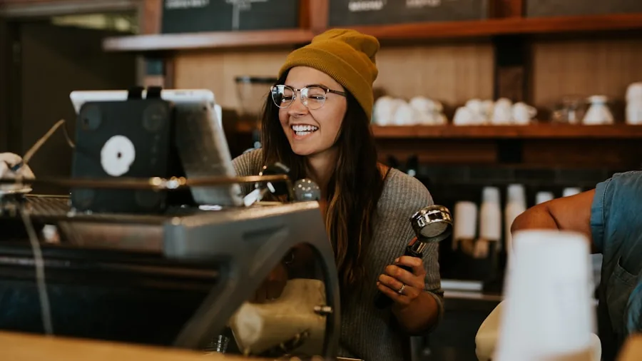 The %product_count% Best Instant Coffees 4 Person examining coffee jar prices while shopping, comparing cost and value options in kitchen setting