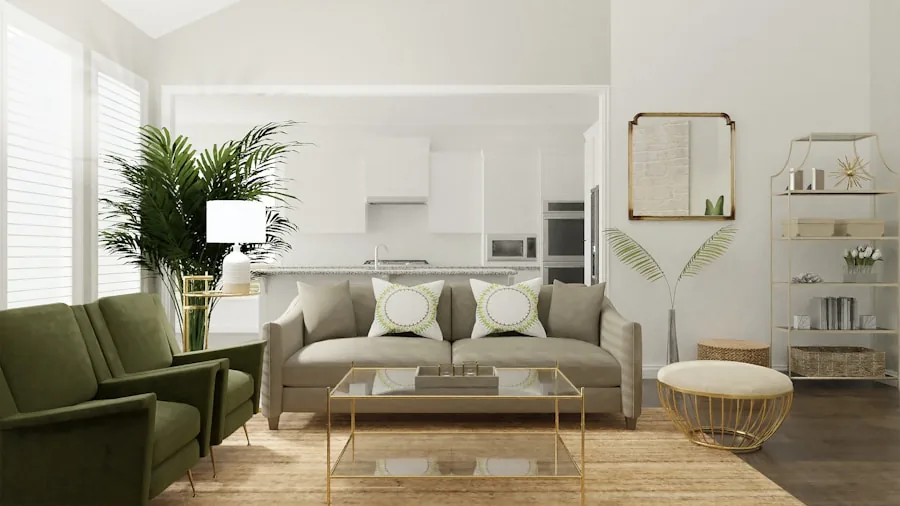 The 12 Best Floor Lamps 4 Person examining furniture quality and construction details in a modern living room setting