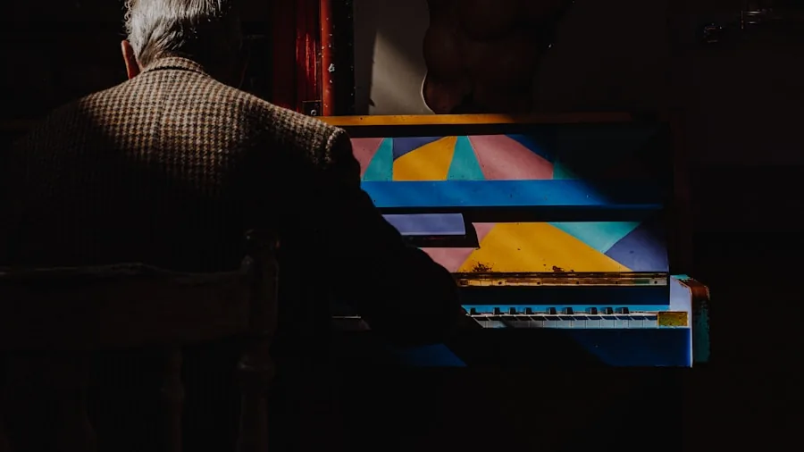 Person examining multiple monitor screens showing different color displays and visual quality in a workspace environment