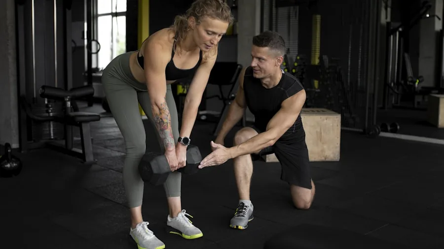 Person gradually increasing weights during strength training workout session