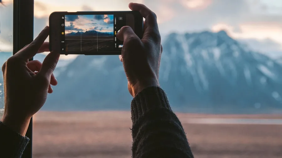 The %product_count% Best Samsung Phones 3 Person holding smartphone capturing scenic landscape with multiple camera angles and perspectives