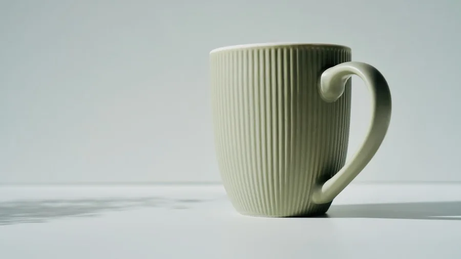 Person holding sturdy coffee mug during morning breakfast, lifestyle scene showing everyday mug durability and use
