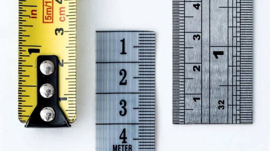 Person measuring shower enclosure with tape measure to determine correct curtain size