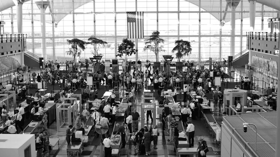 Person organizing travel toiletries and liquids into clear bags for airport security compliance