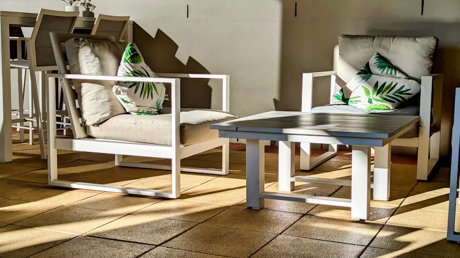The %product_count% Best Patio Furniture 3 Person relaxing on comfortable patio furniture with thick cushions in a backyard setting