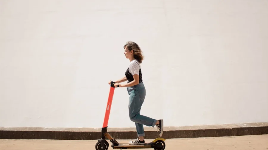 Person reviewing electric scooter specifications and weight limits before purchase decision