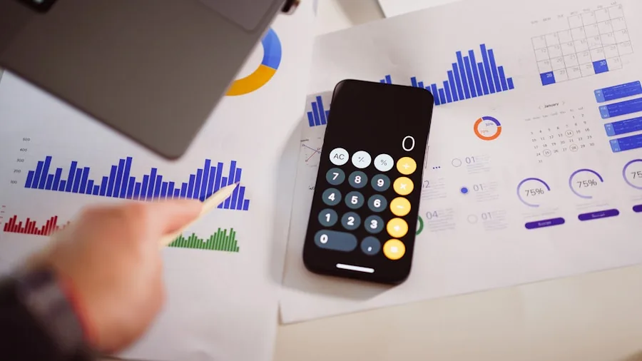 Person reviewing financial documents and calculator for budget planning and cost assessment