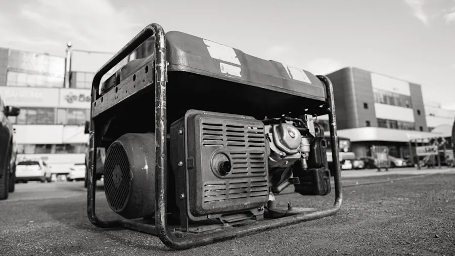 The %product_count% Best Quiet Generators 6 Person safely operating a generator from shelter during stormy weather conditions