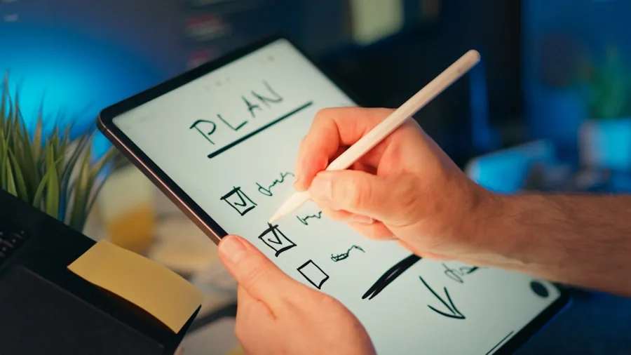 The %product_count% Best Motorola Phones 6 Person using stylus pen for digital note-taking and sketching on device